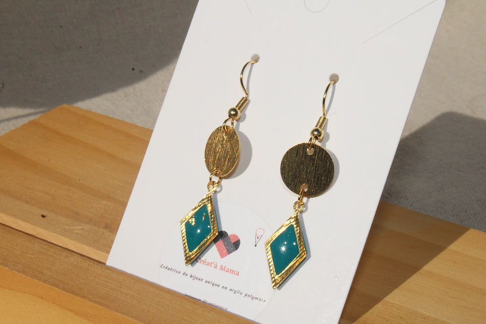 Petit losange vert or