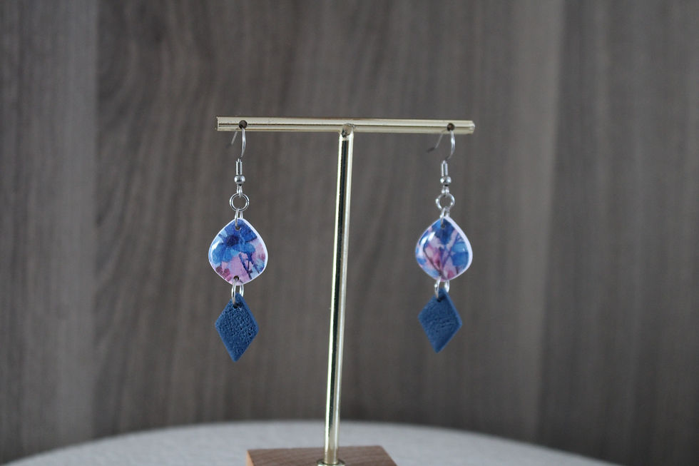 Miniature : Longue losange fleurie bleue