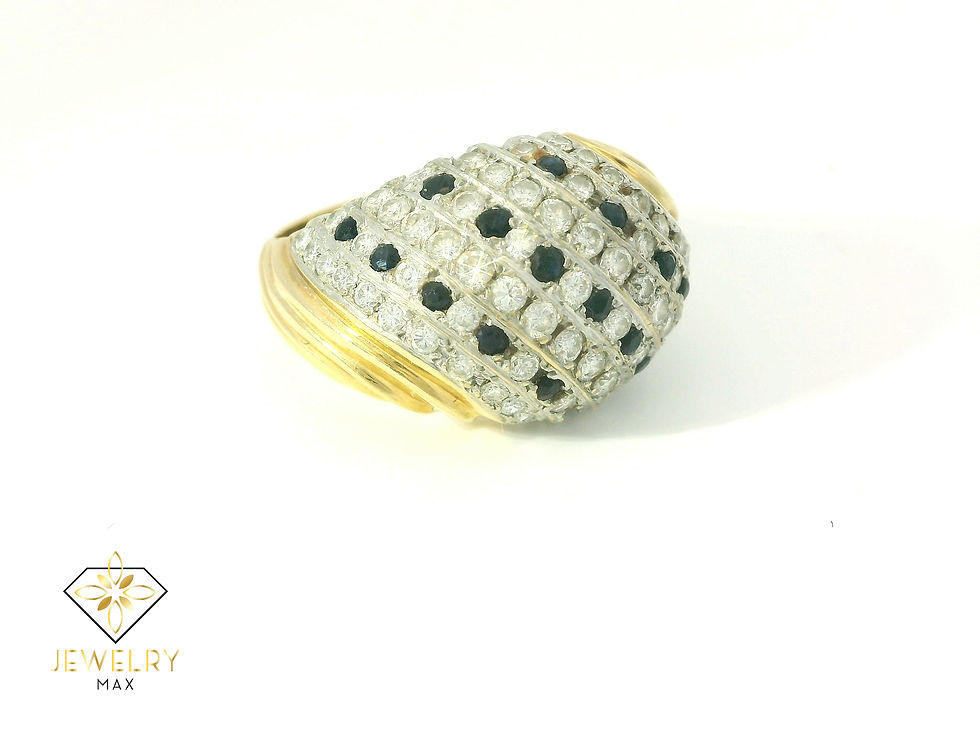 14K GOLD SET WITH NATURAL DIAMONDS AND BLUE SAPHIRES