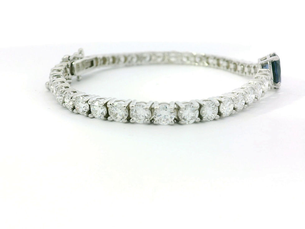 Thumbnail: 14K White Gold Bracelet with Lab-Grown Diamond and Sapphire