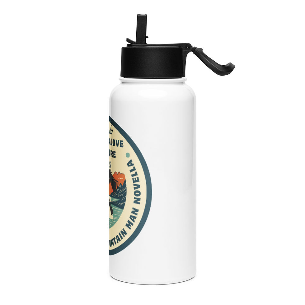 Thumbnail: Stainless steel water bottle with a straw lid Rocky Mountain Man Logo