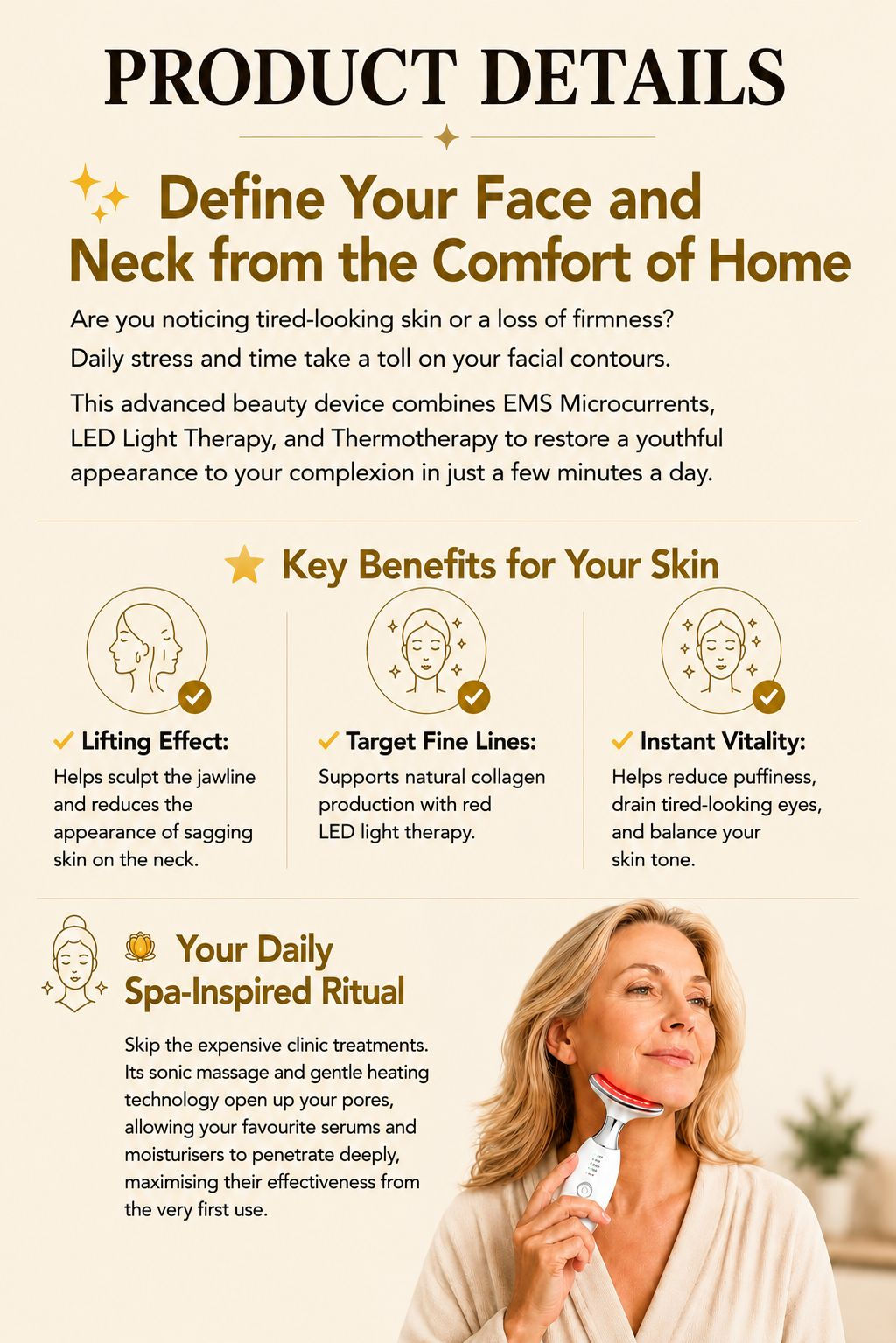 LED Facial & Neck Sculpting Device – Lift, Tone & Rejuvenate