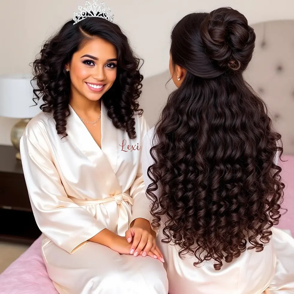 Miniatura: Bata de Satín /  Quinceañera  y familiares 