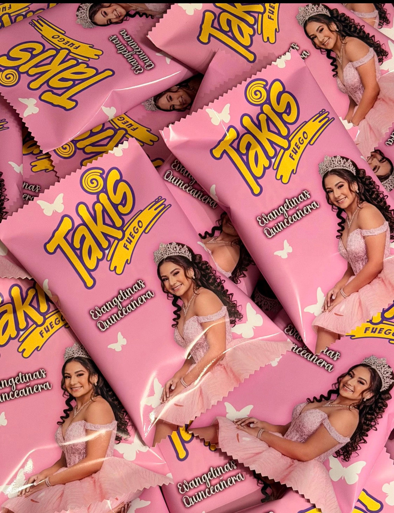 Bolsas de chips personalizadas para recuerdos de quinceañera