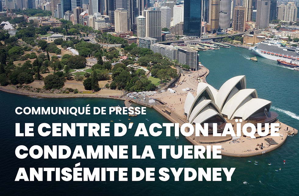 Le Centre d’Action Laïque condamne avec la plus grande fermeté l’effroyable tuerie antisémite de Sydney.    À ce jour, 16 personnes sont mortes, sacrifiées le premier jour d’Hanoukka qui pour la communauté juive, se célèbre comme un jour de joie et de paix.    Il faut être aveugle pour ne pas voir que la haine antisémite a fait un retour en force, s’exprime d’une manière toujours plus décomplexée et se matérialise hélas dans des actes d’une brutalité sans nom.    Au nom du Centre d’Action laïque, sa présidente Véronique de Keyser tient à adresser ses condoléances aux familles des victimes ainsi que la solidarité des Laïques à l’égard des membres de la communauté juive. En frappant de la sorte, c’est notre commune humanité qui est touchée.