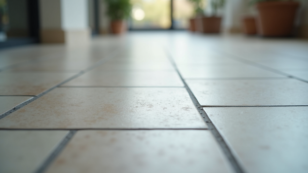 Close-up view of tile flooring with grout lines