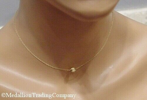 Thumbnail: 14k yellow gold fluted ribbed 7mm add a bead floating ball layer choker necklace