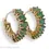 Thumbnail: 14k Yellow Gold Natural Colombian Green Emerald 14mm Huggie Mini Hoop Earrings