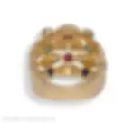 Thumbnail: 14k Yellow Gold AE Emerald Sapphire Ruby Rope Multi Band Dome Ring 7.75 Grams