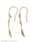 Thumbnail: 14k solid yellow gold leaf vine wire hook 1.9 inch drop earrings