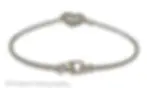 Thumbnail: 18k White Gold Carat Diamond Heart Twist Wire Bangle Bracelet 6.5 in Small Wrist