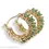 Thumbnail: 14k Yellow Gold Natural Colombian Green Emerald 14mm Huggie Mini Hoop Earrings