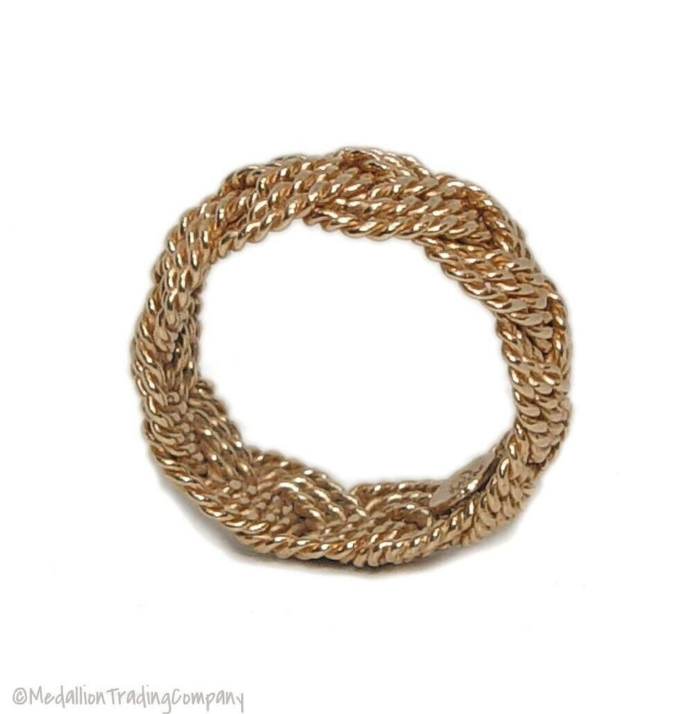 Thumbnail: 14k aga correa & son 3 strand turk's head 9mm  band size 7.5 ring retail 3300