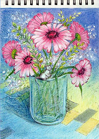 dessin au pastel huile BOUQUET