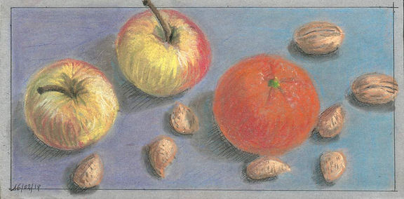 dessin pastel sec pommes