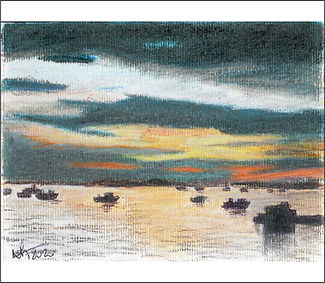 pochade pastel huile MARINE