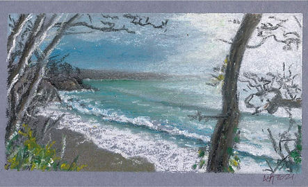 paysage au pastel huile BRETAGNE