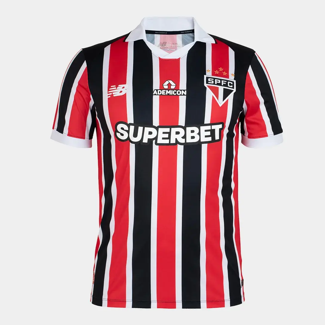 Camisa São Paulo II 26/27 - Torcedor Masculina - Branca, Preta e Vermelha