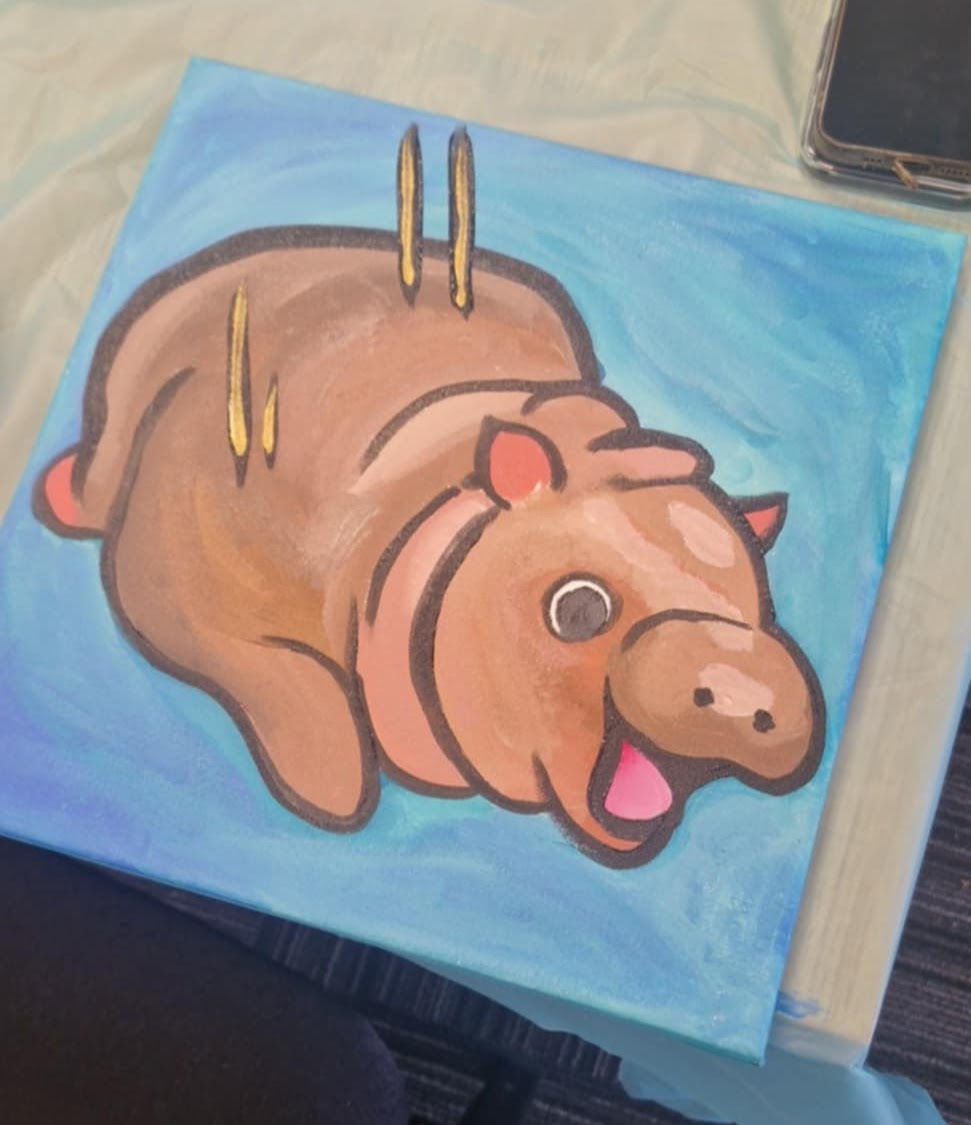 A painting of Moo Deng (by Michele)