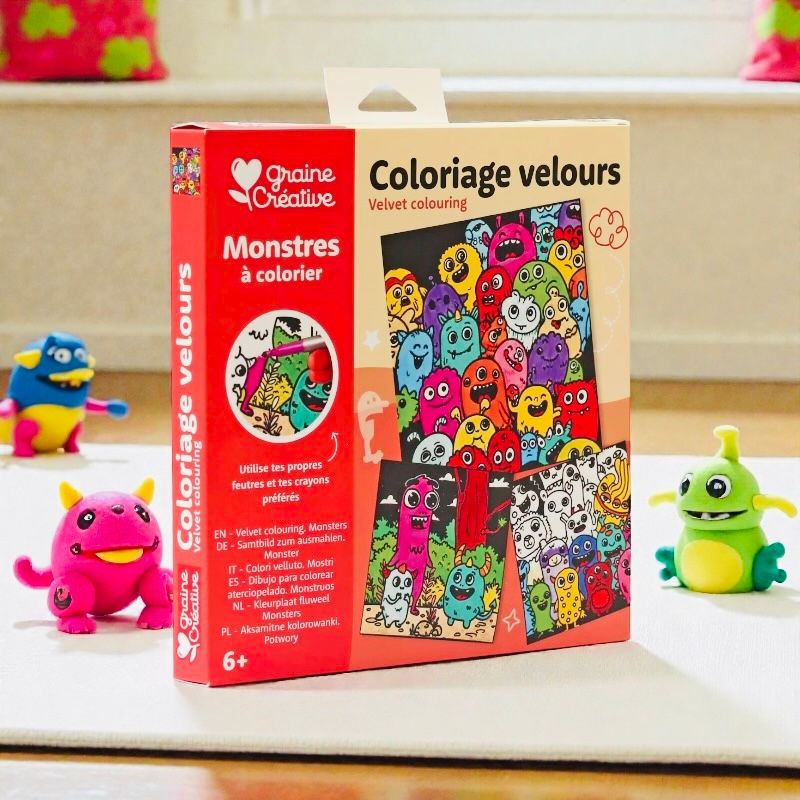 Kit de coloriage en velours Thème Monstres Graine Créative 17 x 17 cm Graine Créative : vue principale