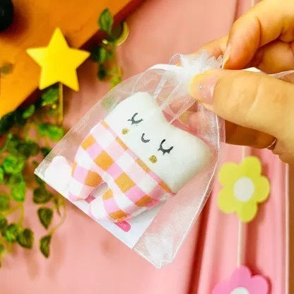 Mini boîte à dents de lait rose & orange à carreau Hocus Pocus Happy : photo 2