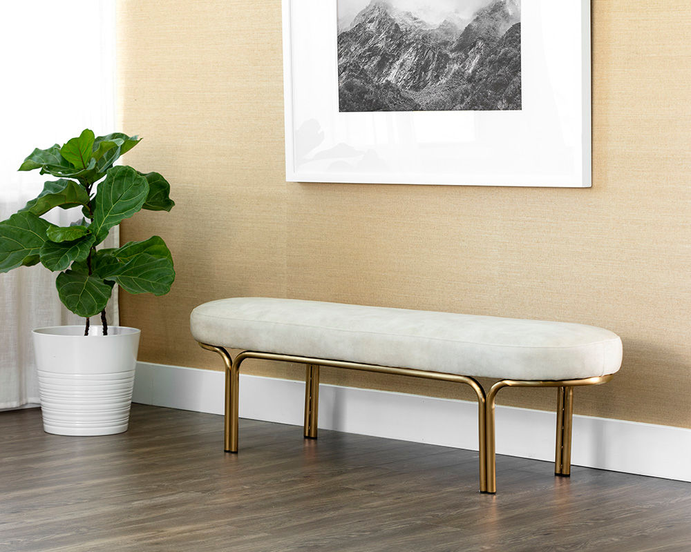 Fabric & Gold Bench