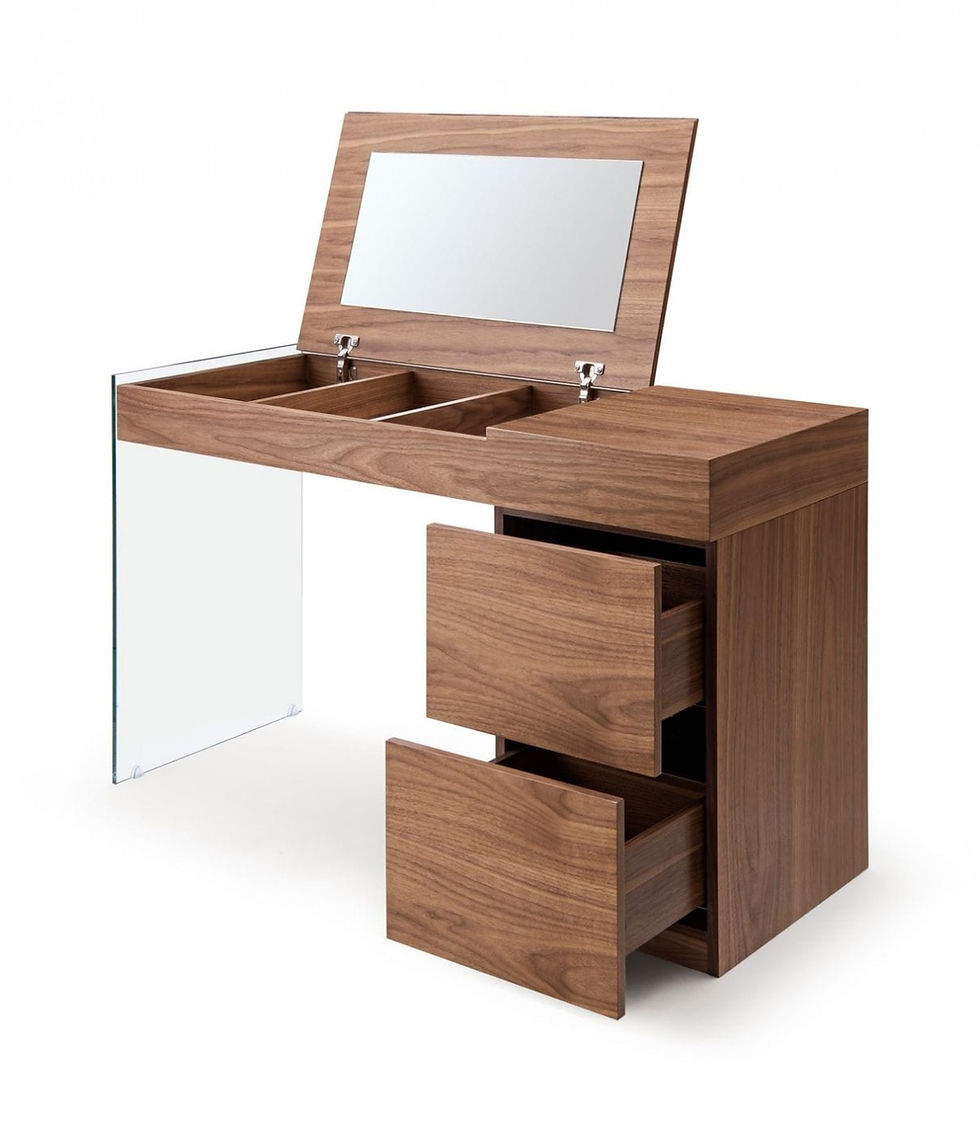 Thumbnail: Walnut Floating Glass Vanity with Mirror