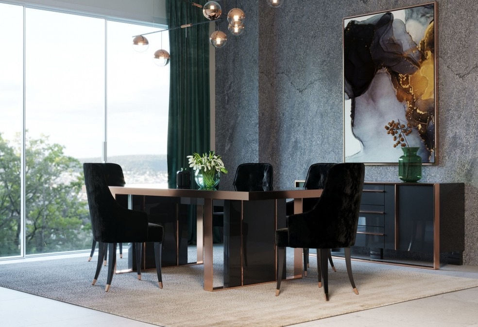 Black & Rosegold Dining Table