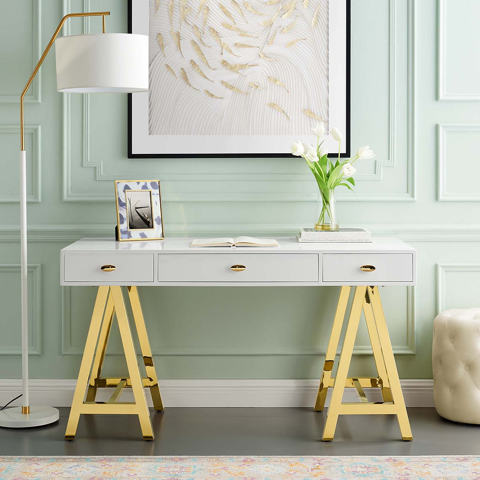 Office Desk in Gold White