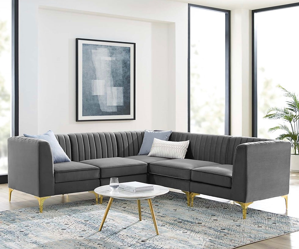 Thumbnail: Channel Tufted Performance Velvet 5-Piece Sectional Sofa
