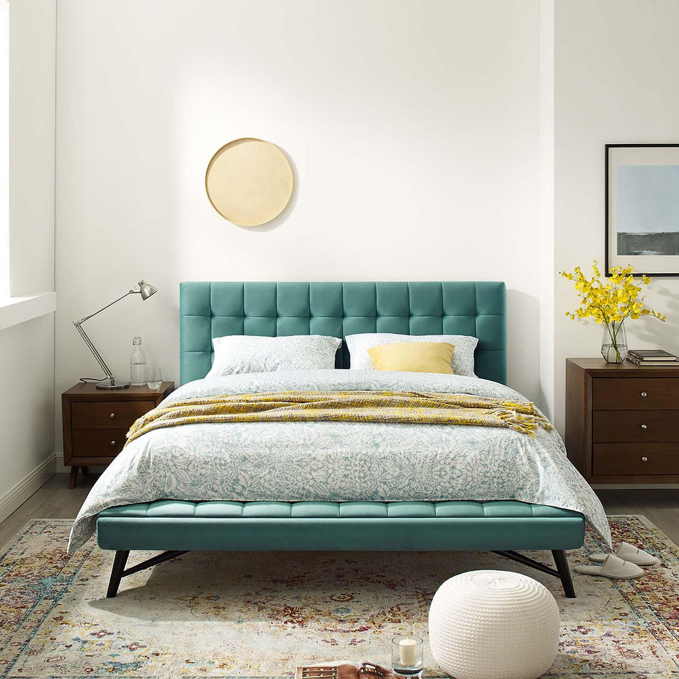 Thumbnail: Queen Biscuit Tufted Performance Velvet Platform Bed