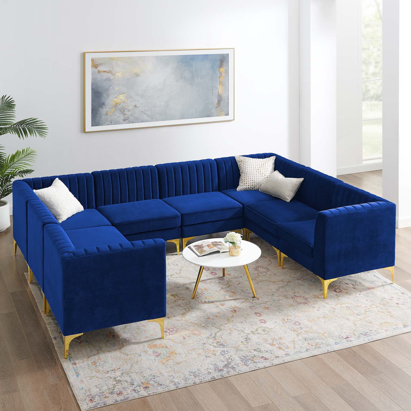 Channel Tufted Performance Velvet 8-Piece Sectional Sofa