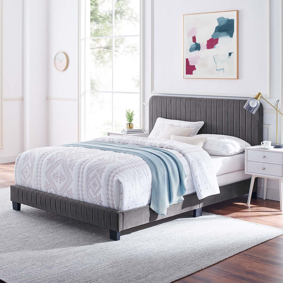 Thumbnail: Channel Tufted Performance Velvet Queen Bed