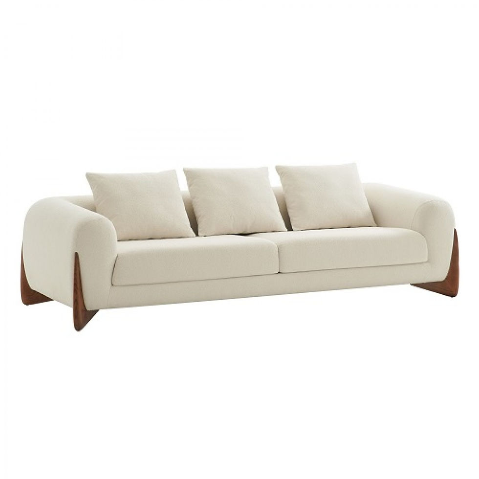 Thumbnail: Cream Fabric and Walnut Sofa & Lounge Chair