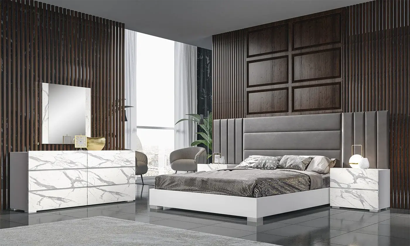 White & Gray Bedroom Set
