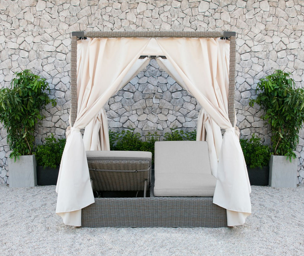 Thumbnail: Outdoor Beige Canopy Sunbed
