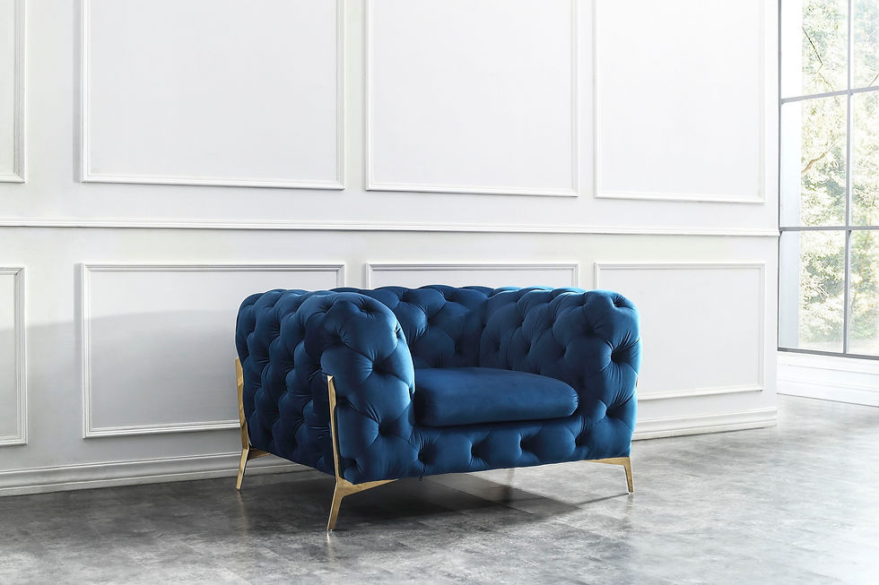 Thumbnail: Velour Blue Sofa Set