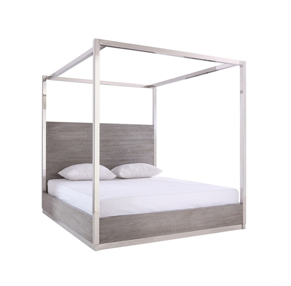 Thumbnail: Grey Elm & Stainless Steel Canopy Bed