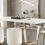 Thumbnail: White Rectangular Dining Table with Gold Base