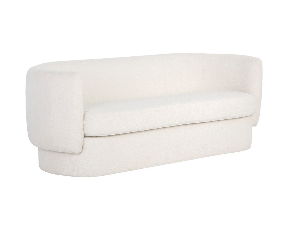 Thumbnail: White Boucle Curved Sofa