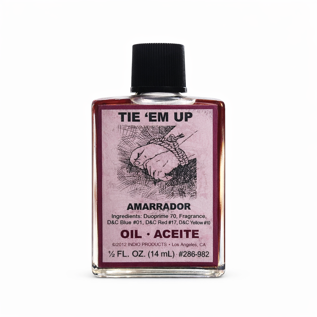 Tie em up spiritual oil for binding, control, and influence rituals in 1/2 oz bottle