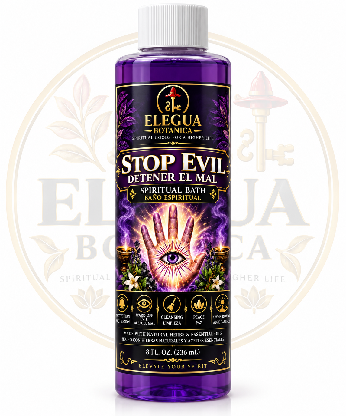 Stop Evil Spiritual Bath by Elegua Botanica – 8 oz spiritual cleansing and protection bath