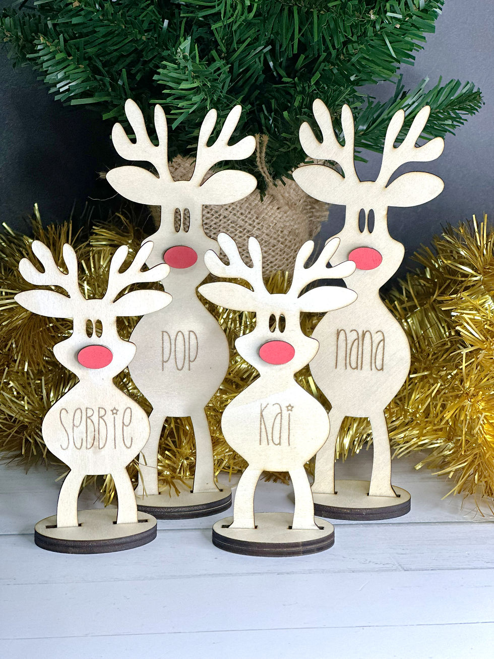 Personalised Small Reindeer Place Cards Decorations