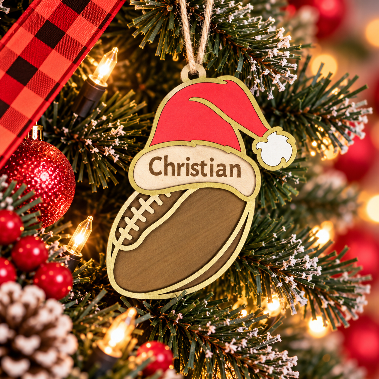 Personalised Footy Christmas Ornament