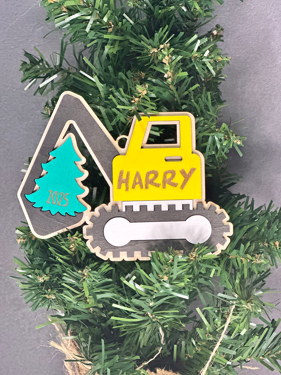 Thumbnail: Personalised Construction Christmas Ornament