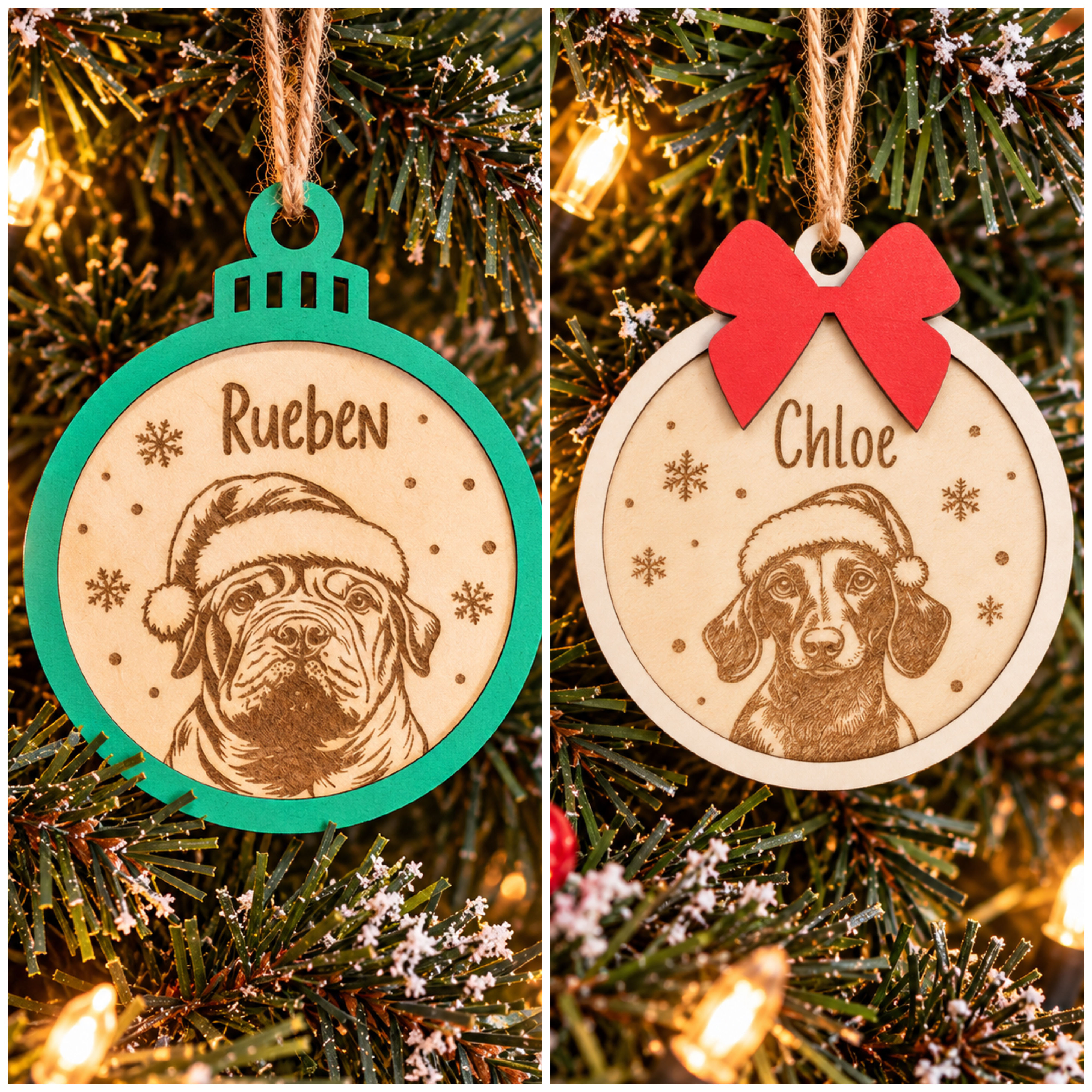 Personalised Santa Hat Dog Christmas Ornament