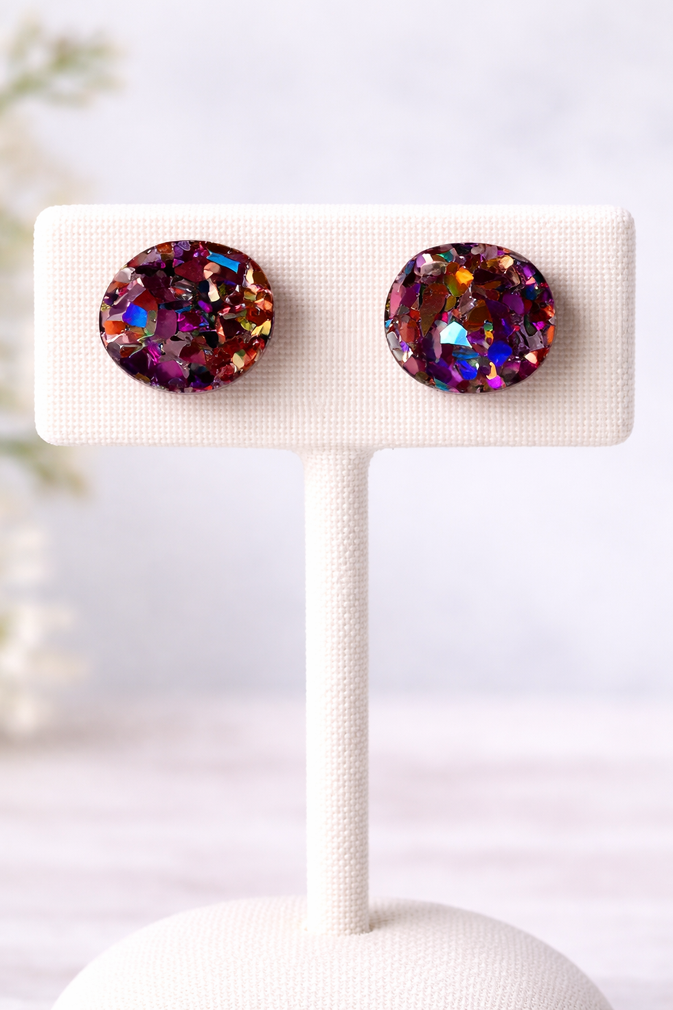Thumbnail: Irregular Circle Acrylic Stud Earrings