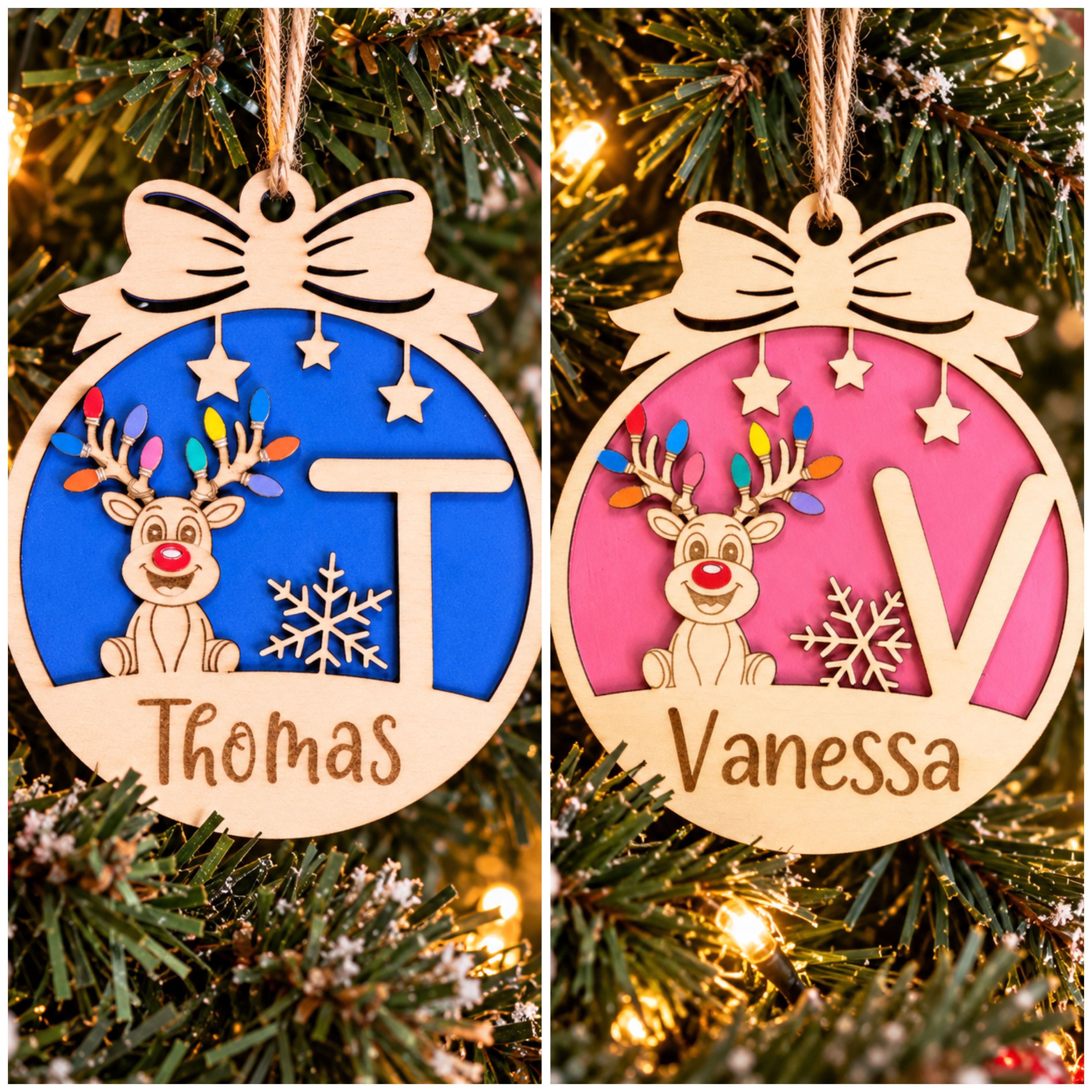 Personalised Reindeer Letter Christmas Ornament