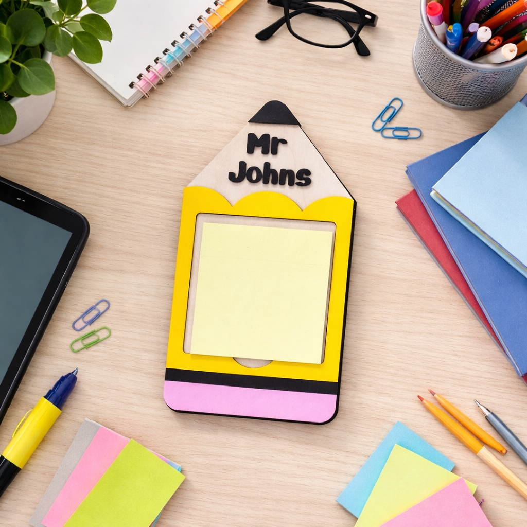 Personalised Teacher Pencil Post It Note Holder