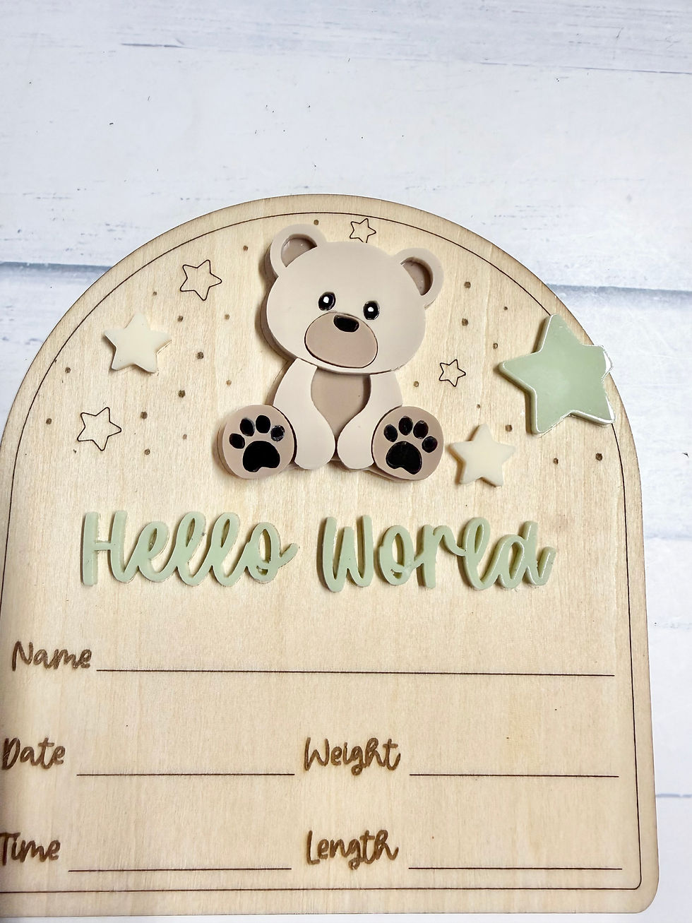 Thumbnail: Personalised Teddy Bear Birth Stats Announcement Keepsake